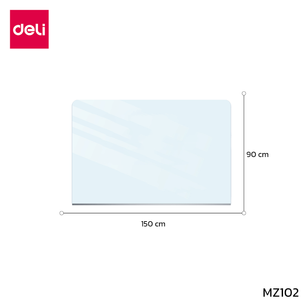 กระดานกระจก ไวท์บอร์ดกระจก Deli MZ102-WH-01 ขนาด 90 x 150 cm